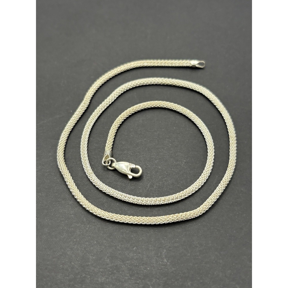 Vintage 18" Sterling Silver Mesh Chain Necklace 8 Grams 2.4MM G7 - Picture 2 of 9